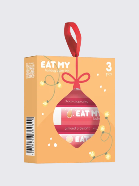 Набор бальзамов для губ с шиммером "Теплые пожелания" EAT MY BALM Holiday Balm Trio
