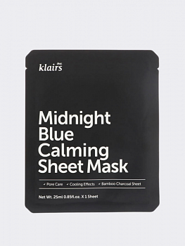Успокаивающая тканевая маска Dear, Klairs Midnight Blue Calming Sheet Mask Успокаивающая тканевая маска Dear, Klairs Midnight Blue Calming Sheet Mask