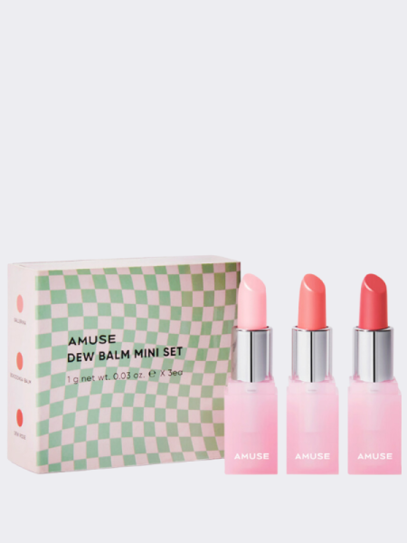 Набор миниатюр увлажняющих оттеночных бальзамов для губ AMUSE Dew Balm Mini Set Набор миниатюр увлажняющих оттеночных бальзамов для губ AMUSE Dew Balm Mini Set