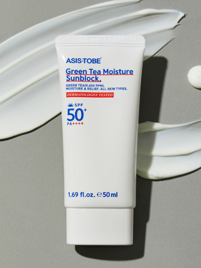 Увлажняющий солнцезащитный крем для лица с экстрактом зеленого чая ASIS-TOBE Green Tea Moisture Sunblock SPF50+PA++++