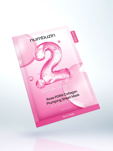 Набор укрепляющих тканевых масок для лица с ПДРН Numbuzin No.2 Rose PDRN Collagen Plumping Sheet Mask Set