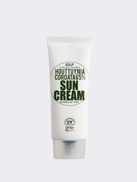 Солнцезащитный крем с экстрактом хауттюйнии Derma Factory Houttuynia Cordata 65% Sun Cream SPF50 PA+++ Солнцезащитный крем с экстрактом хауттюйнии Derma Factory Houttuynia Cordata 65% Sun Cream SPF50 PA+++