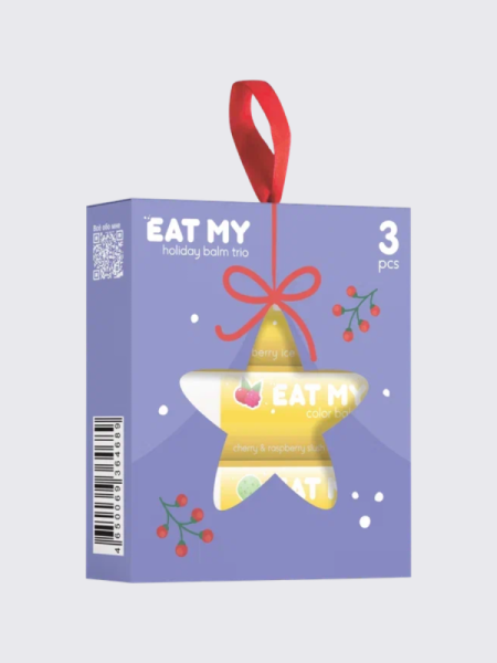 Набор бальзамов для губ с шиммером "Сказочная атмосфера" EAT MY BALM Holiday Balm Trio