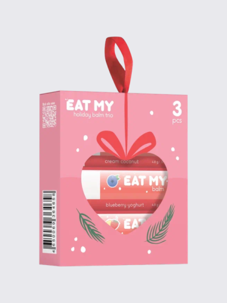 Набор бальзамов для губ с шиммером "Снежная нежность" EAT MY BALM Holiday Balm Trio