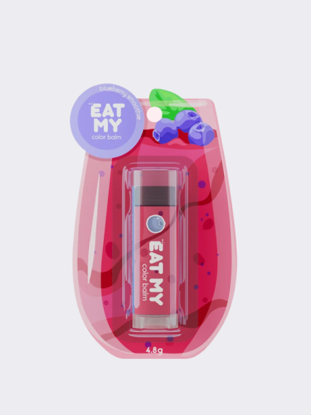 Оттеночный бальзам для губ "Черничный смузи" EAT MY Color Balm Blueberry Smoothie