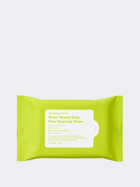Очищающие салфетки для снятия макияжа Sungboon Editor Green Tomato Deep Pore Cleansing Tissue