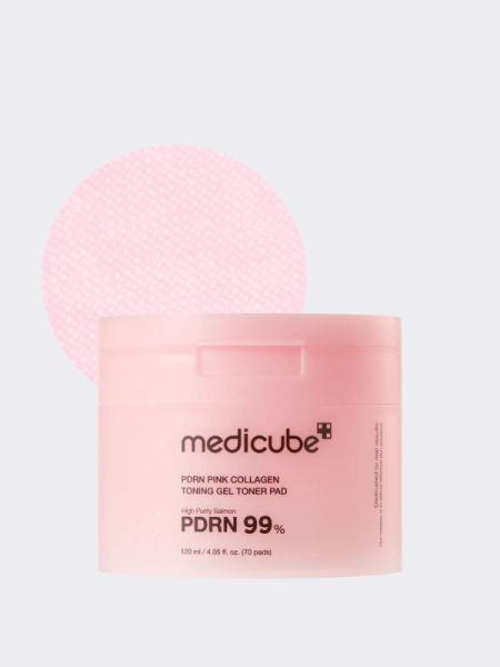 Укрепляющие гелевые тонер-пэды с коллагеном и ПДРН Medicube PDRN Pink Collagen Toning Gel Toner Pad