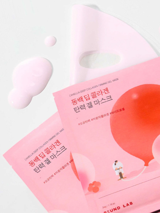 Набор гидрогелевых масок для лица с экстрактом камелии Round Lab Camellia Deep Collagen Firming Gel Mask Set