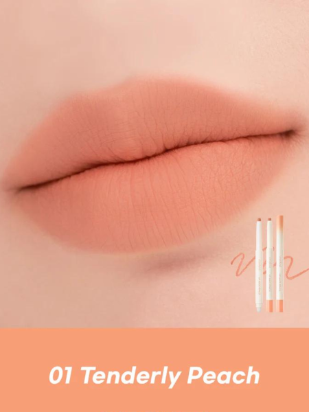 Матовый карандаш для губ в персиковом оттенке rom&nd Lip Mate Pencil 01 Tenderly Peach