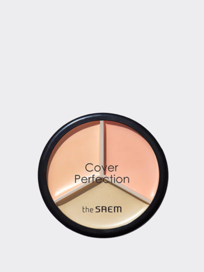 Палетка кремовых корректоров в светло-бежевых оттенках The Saem Cover Perfection Triple Pot Concealer 03 Correct Up Beige