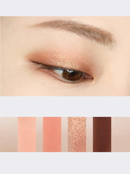 Палетка теней из 4-х цветов The Saem Box 03 Peach Day Saemmul Shadow Box