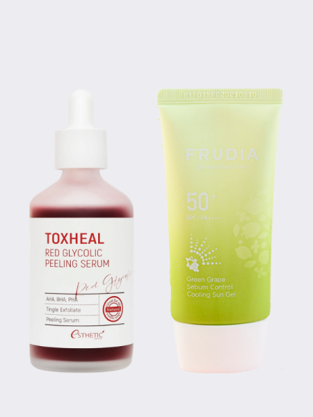 Набор бестселлеров: Пилинг Toxheal и Солнцезащитный крем SPF50+PA++++ Frudia