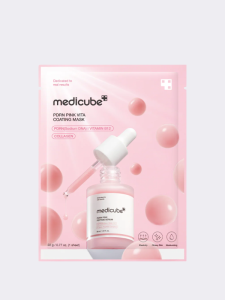 Укрепляющая тканевая маска с коллагеном и ПДРН Medicube PDRN Pink Vita Coating Mask