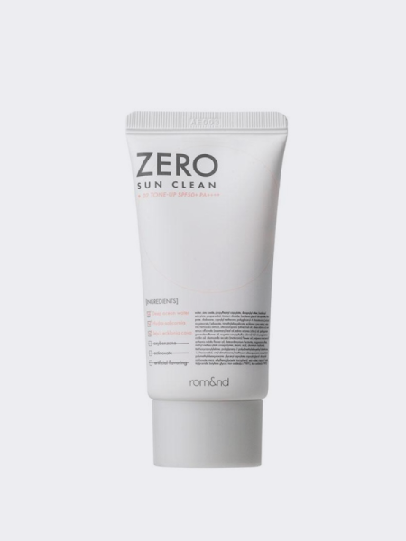 Солнцезащитный крем с эффектом выравнивания тона кожи rom&nd Zero Sun Clean 02 Tone Up SPF50+PA++++ Солнцезащитный крем с эффектом выравнивания тона кожи rom&nd Zero Sun Clean 02 Tone Up SPF50+PA++++