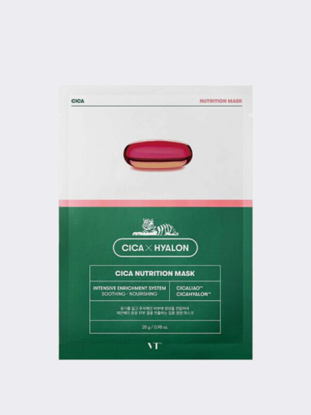 Успокаивающая питательная тканевая маска с пептидами VT Cosmetics Cica Hyalon Cica Nutrition Mask Успокаивающая питательная тканевая маска с пептидами VT Cosmetics Cica Hyalon Cica Nutrition Mask