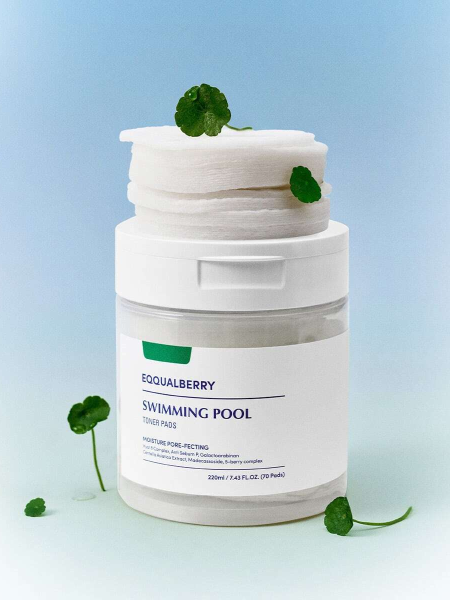 Увлажняющие тонер-диски с экстрактом центеллы EQQUALBERRY Swimming Pool Toner Pads