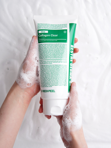 МИНИ Успокаивающая пенка для умывания с экстрактом центеллы и коллагеном MEDI-PEEL Green Cica Collagen Clear