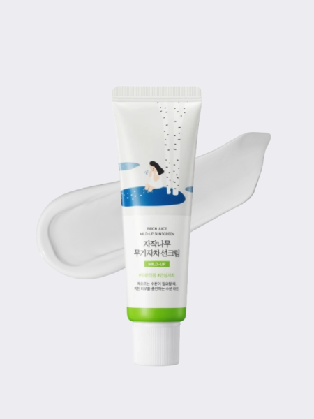 Мягкий солнцезащитный крем с берёзовым соком для чувствительной кожи Round Lab Birch Juice Mild-Up Sunscreen SPF50+ PA++++