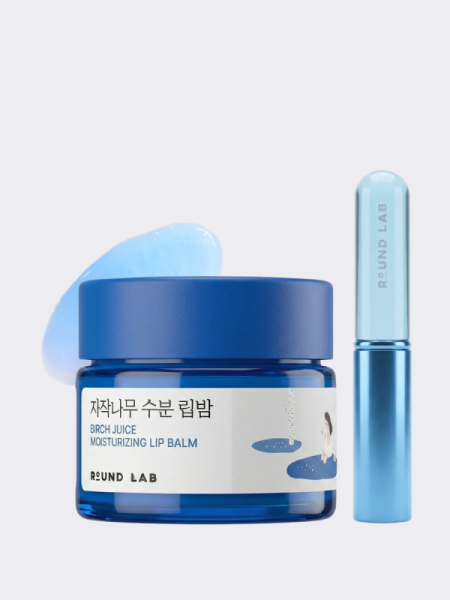 Набор: Увлажняющий бальзам для губ с берёзовым соком + кисть Round Lab Birch Juice Moisturizing Lip Balm