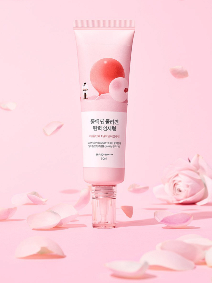 Солнцезащитный флюид с экстрактом камелии Round Lab Camellia Deep Collagen Firming Sun Serum SPF50+ PA++++