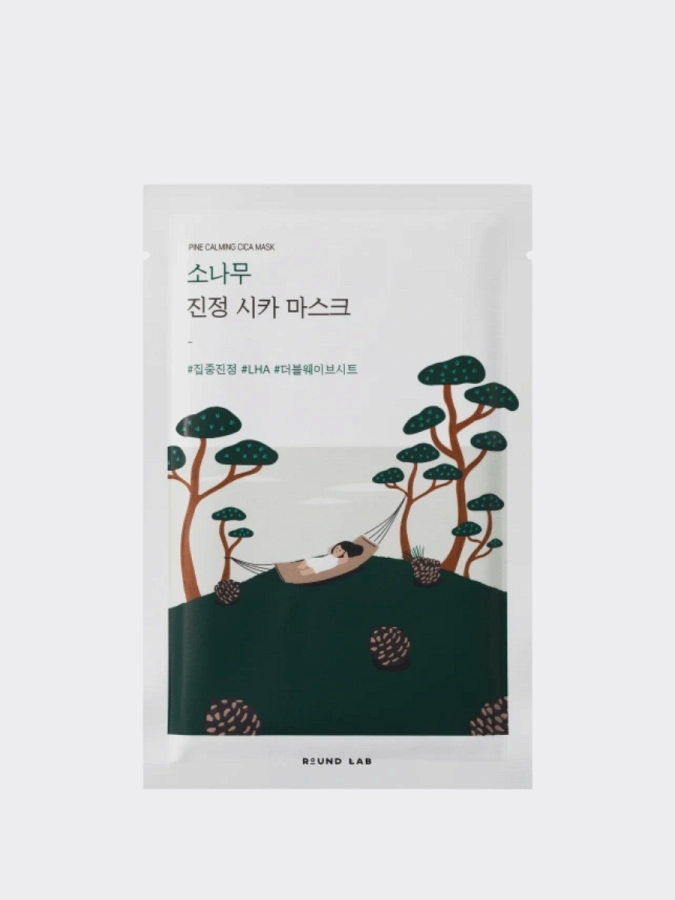 Противовоспалительная тканевая маска для лица с экстрактом сосны и центеллы Round Lab Pine Calming Cica Mask