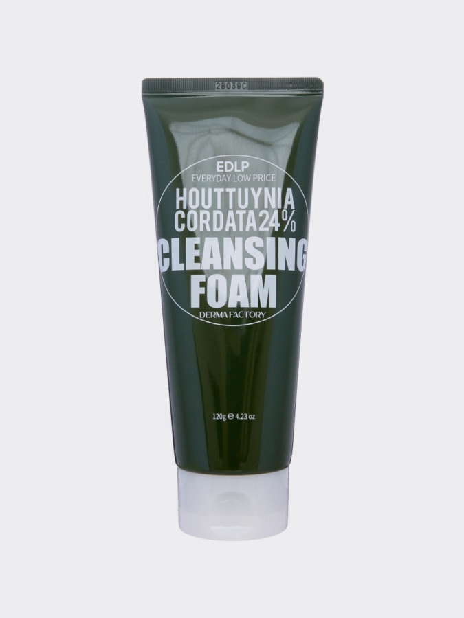 Пенка для умывания с экстрактом хауттюйнии Derma Factory Houttuynia Cordata 24% Cleansing Foam