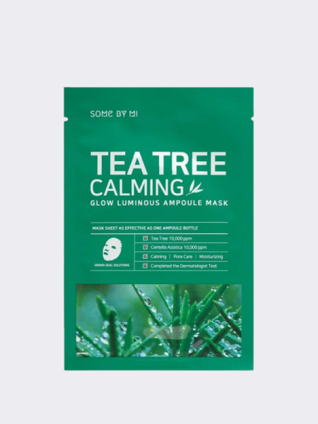 Успокаивающая тканевая маска для лица с экстрактом чайного дерева Some By Mi Tea Tree Calming Glow Luminous Ampoule Mask Успокаивающая тканевая маска для лица с экстрактом чайного дерева Some By Mi Tea Tree Calming Glow Luminous Ampoule Mask