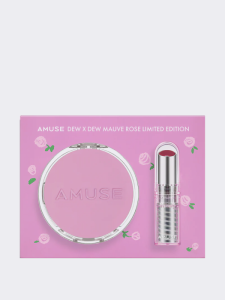 Набор: Тональный кушон с влажным финишем + оттеночный бальзам для губ AMUSE Dew x Dew Mauve Rose Limited Edition Набор: Тональный кушон с влажным финишем + оттеночный бальзам для губ AMUSE Dew x Dew Mauve Rose Limited Edition
