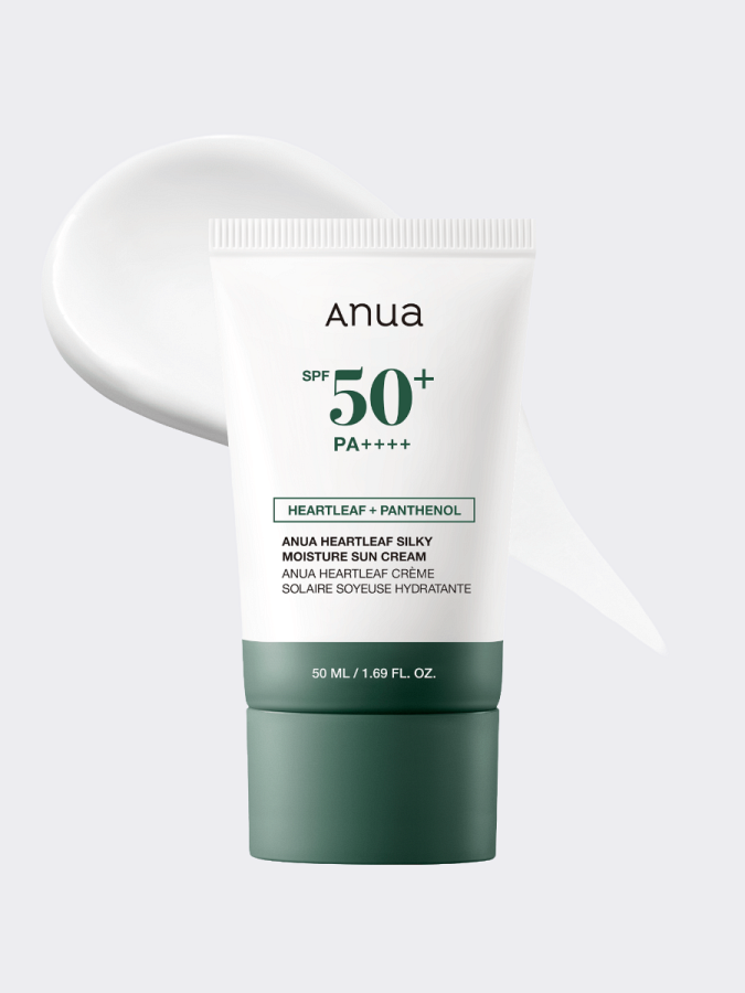 Солнцезащитный крем с экстрактом хауттюйнии ANUA Heartleaf Silky Moisture Sun Cream SPF50+ PA++++