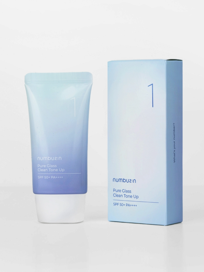 Ультралёгкий тональный флюид для сияния кожи Numbuzin No.1 Pure Glass Clean Tone Up SPF50+ PA++++