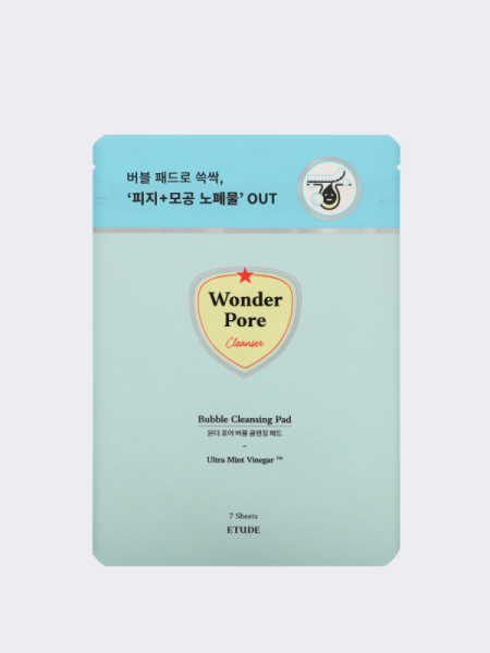 Очищающие пэды для сужения пор с ментолом Etude House Wonder Pore Bubble Cleansing Pad (7шт) Очищающие пэды для сужения пор с ментолом Etude House Wonder Pore Bubble Cleansing Pad (7шт)