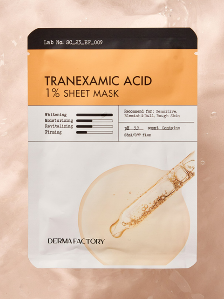 Осветляющая тканевая маска для лица с транексамовой кислотой Derma Factory Tranexamic Acid 1% Sheet Mask Осветляющая тканевая маска для лица с транексамовой кислотой Derma Factory Tranexamic Acid 1% Sheet Mask