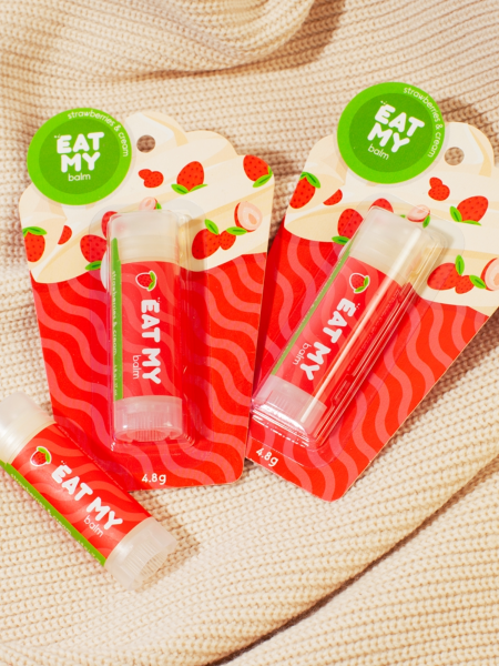 Бальзам для губ с ароматом земляники со сливками EAT MY BALM Strawberries & Cream
