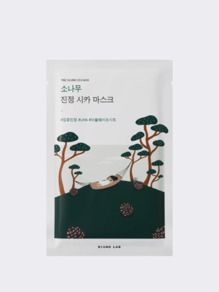 Противовоспалительная тканевая маска для лица с экстрактом сосны и центеллы Round Lab Pine Calming Cica Mask