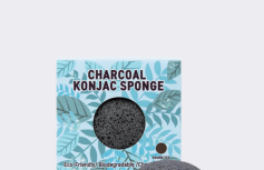 Спонж конняку с древесным углём Trimay Charcoal Konjac Sponge