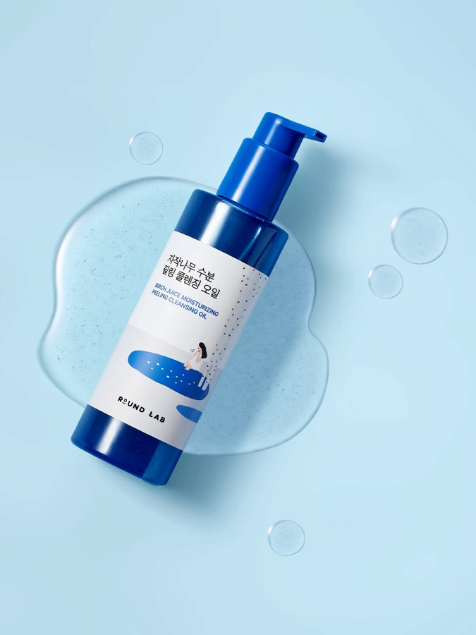 Очищающие гидрофильное масло с берёзовым соком Round Lab Birch Juice Moisturizing Peeling Cleansing Oil