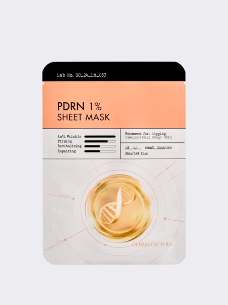 Восстанавливающая тканевая маска с ПДРН для упругости кожи Derma Factory PDRN 1% Sheet Mask