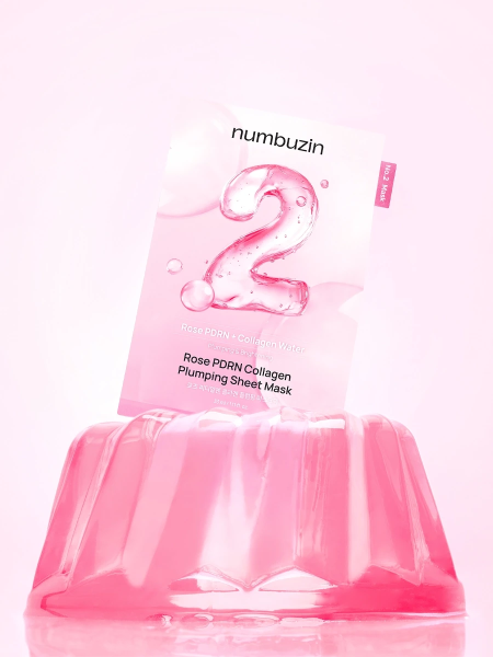 Укрепляющая тканевая маска для лица с ПДРН Numbuzin No.2 Rose PDRN Collagen Plumping Sheet Mask