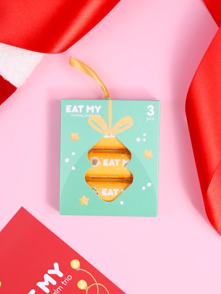 Набор бальзамов для губ с шиммером "Предвкушение праздника" EAT MY BALM Holiday Balm Trio