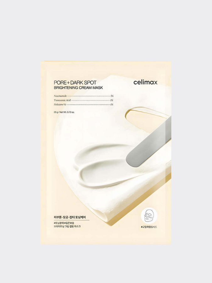 Осветляющая кремовая тканевая маска с ниацинамидом и керамидами Celimax Pore+Dark Spot Brightening Cream Mask