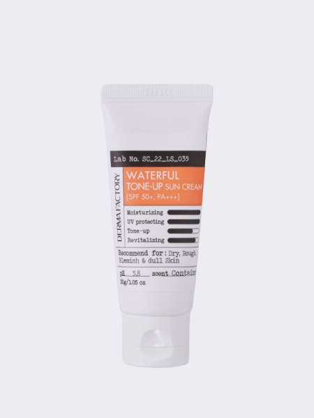 Солнцезащитный крем с экстрактом облепихи Derma Factory Waterful Tone-Up Sun Cream SPF 50+ PA+++ Солнцезащитный крем с экстрактом облепихи Derma Factory Waterful Tone-Up Sun Cream SPF 50+ PA+++