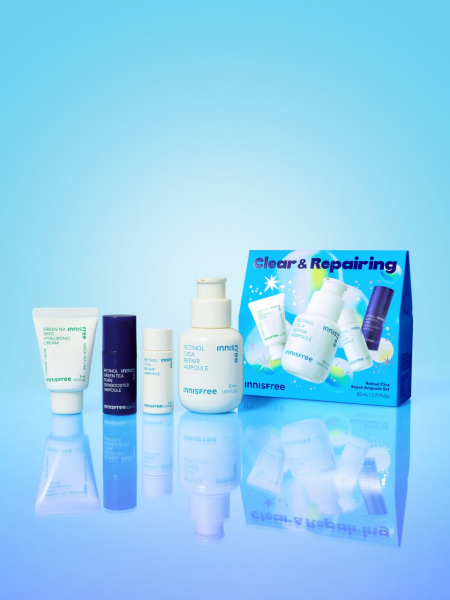 Подарочный набор для ухода за кожей с экстрактом центеллы и ретинолом Innisfree Retinol Cica Repair Ampoule Set