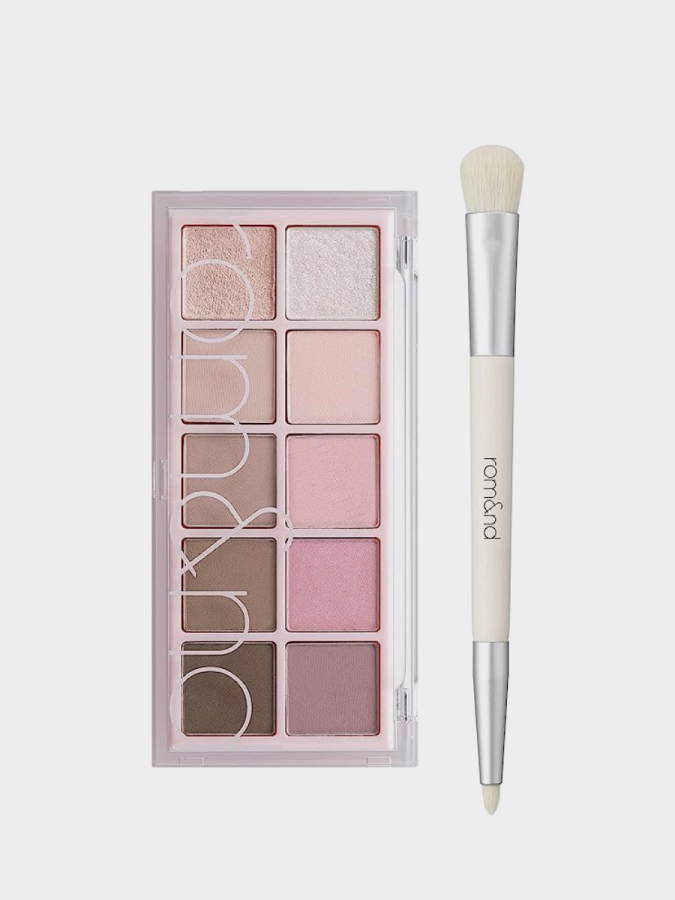 Набор теней для век и кисти для макияжа глаз rom&nd Better Than Palette Dual Brush Set 06 Peony Nude Garden