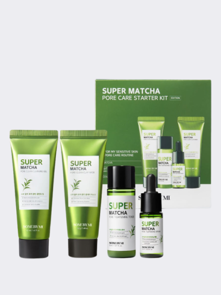 Набор миниатюр для сужения пор с чаем матча Some By Mi Super Matcha Pore Care Starter Kit Набор миниатюр для сужения пор с чаем матча Some By Mi Super Matcha Pore Care Starter Kit