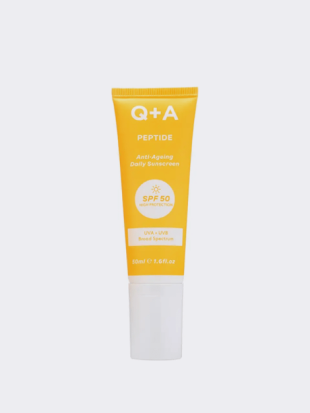 Солнцезащитный крем для лица с пептидами Q+A Peptide Anti-Ageing Daily Sunscreen SPF50 Солнцезащитный крем для лица с пептидами Q+A Peptide Anti-Ageing Daily Sunscreen SPF50