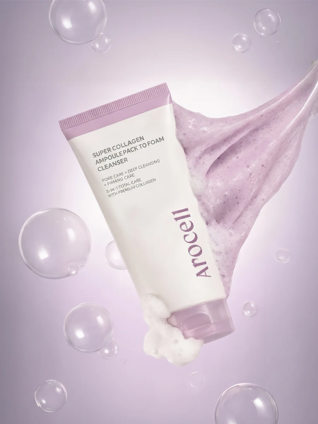 Очищающая маска-пенка с экстрактом коллагеном Arocell Super Collagen Ampoule Pack To Foam