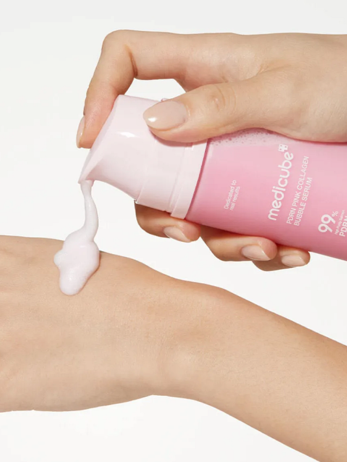Укрепляющая пузырьковая сыворотка с коллагеном и ПДРН Medicube PDRN Pink Collagen Bubble Serum