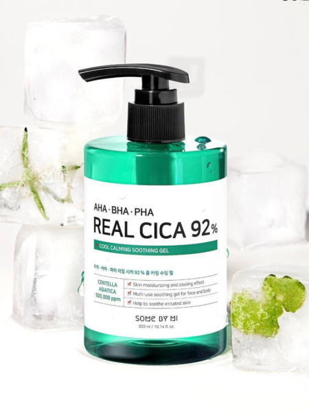 Гель для лица и тела от акне с кислотами и центеллой Some By Mi Real Cica 92% Cool Calming Gel Гель для лица и тела от акне с кислотами и центеллой Some By Mi Real Cica 92% Cool Calming Gel