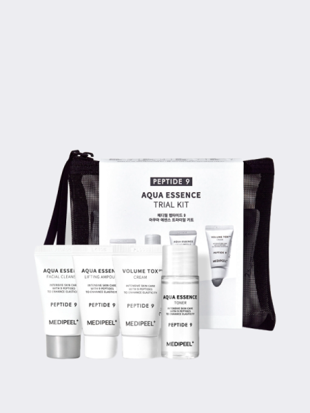 Набор миниатюр для ухода за кожей с комплексом пептидов MEDI-PEEL Peptide9 Aqua Essence Trial Kit Набор миниатюр для ухода за кожей с комплексом пептидов MEDI-PEEL Peptide9 Aqua Essence Trial Kit