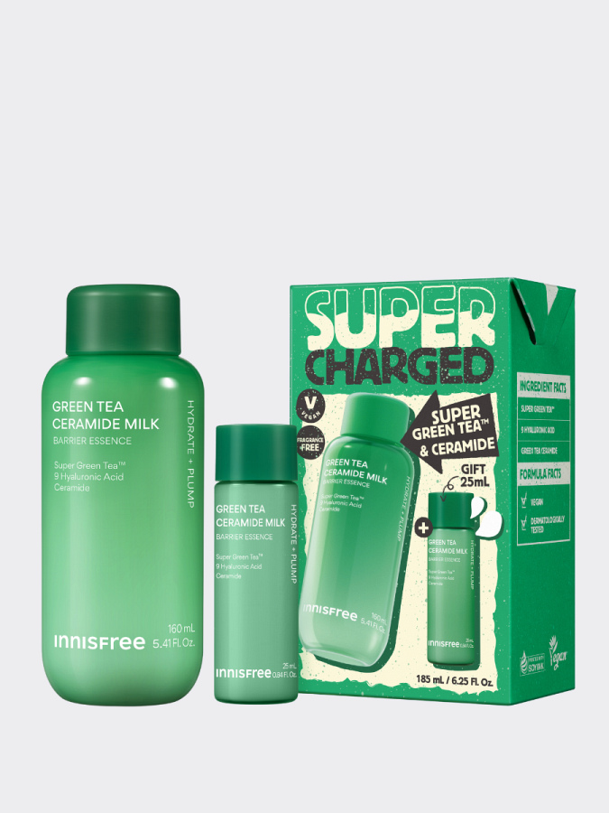 Набор: молочный тонер-эссенция с керамидами + миниатюра innisfree Green Tea Ceramide Milk Barrier Essence Set